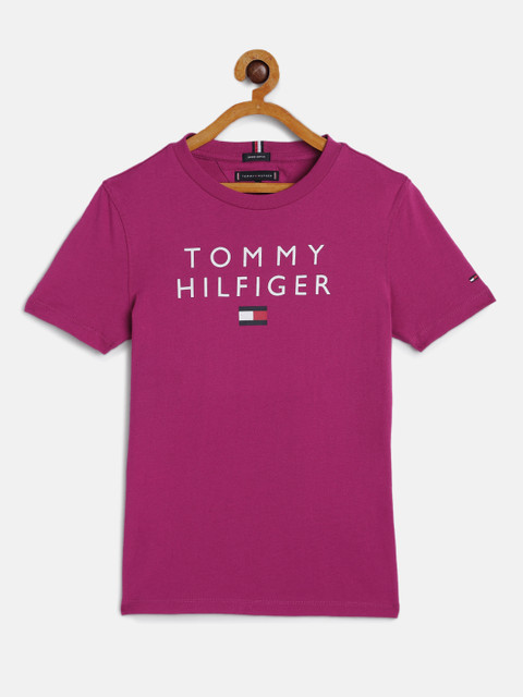 

Tommy Hilfiger Boys Purple Brand Logo Organic Cotton T-shirt