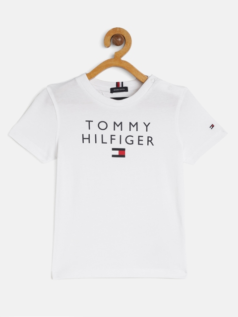 

Tommy Hilfiger Boys White Brand Logo Printed Organic Cotton T-shirt