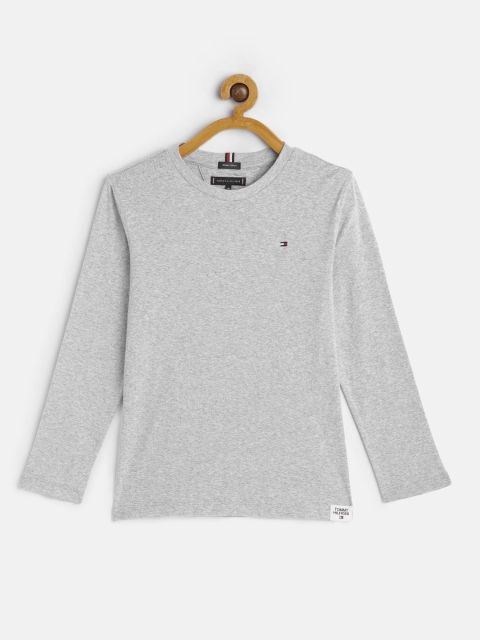 

Tommy Hilfiger Boys Grey Melange Solid Pure Organic Cotton T-shirt