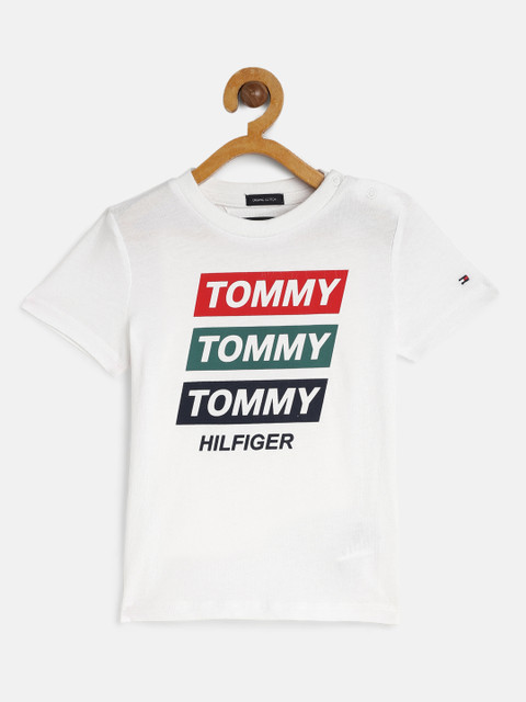 

Tommy Hilfiger Boys White Brand Logo Printed Organic Cotton T-shirt