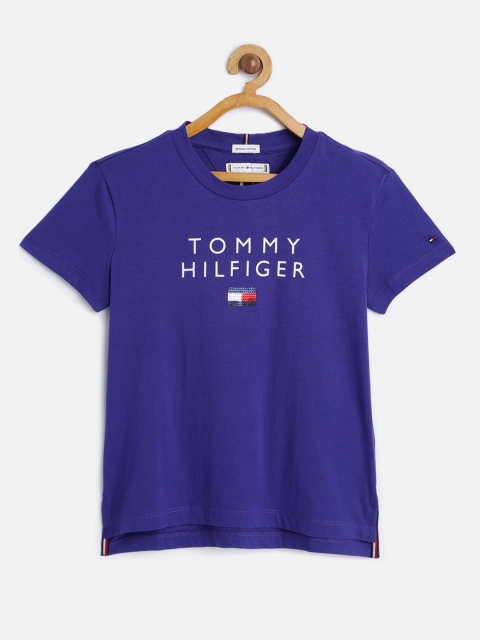 

Tommy Hilfiger Girls Blue Brand Logo Organic Cotton T-shirt
