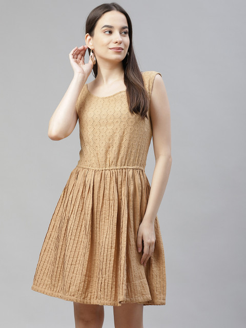 

RIVI Brown Embroidered Dress