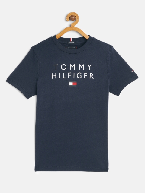 

Tommy Hilfiger Boys Navy Blue Brand Logo Printed Organic Cotton T-shirt