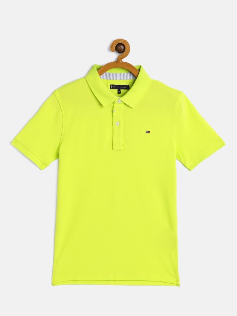 

Tommy Hilfiger Boys Lime Green Solid Polo Collar T-shirt