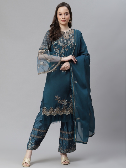

Readiprint Fashions Teal Embroidered Unstitched Dress Material