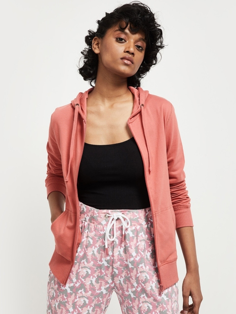 

max Women Pink Solid Bomber Jacket