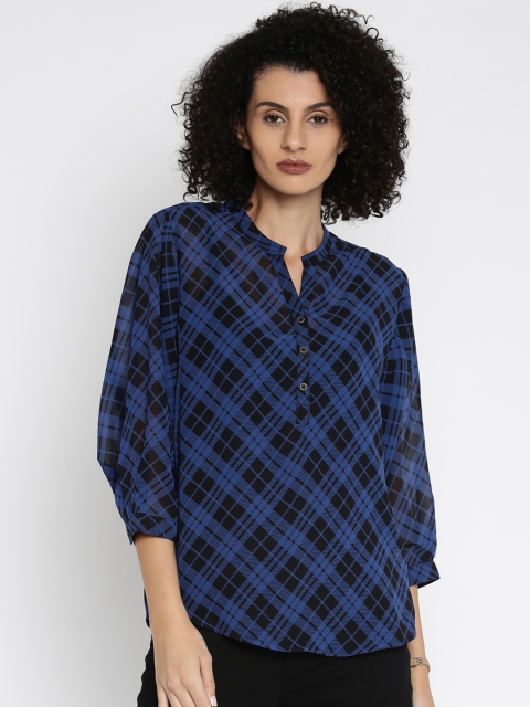 

SF JEANS by Pantaloons Women Blue Checked Top