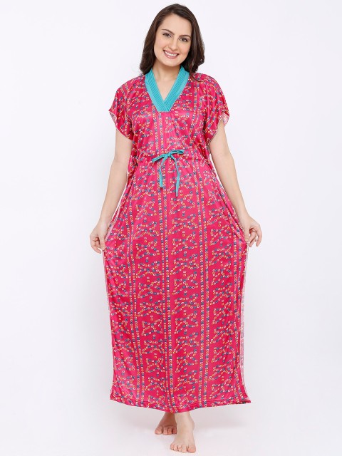 

Pretty Awesome Women Pink Printed Kaftan Nightdress