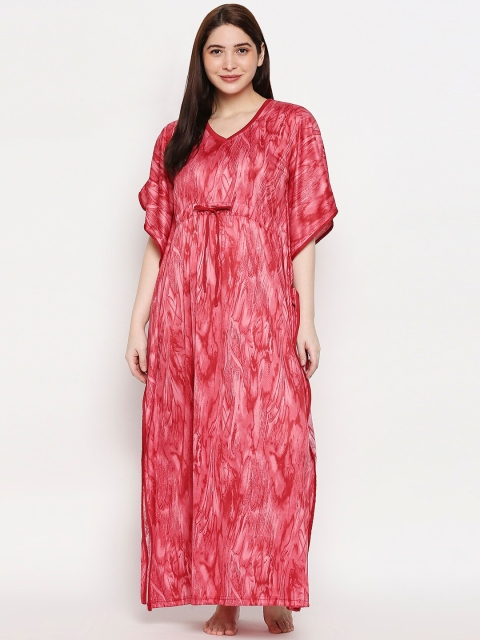 

Pretty Awesome Women Red Printed Kaftan Maxi Nightdress