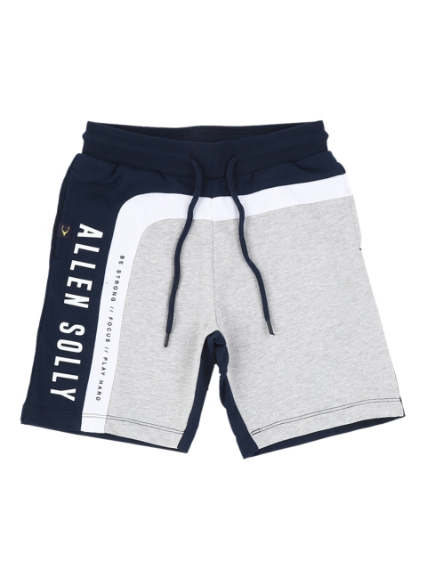 

Allen Solly Junior Boys Navy Blue & Grey Printed Colourblocked Regular Shorts