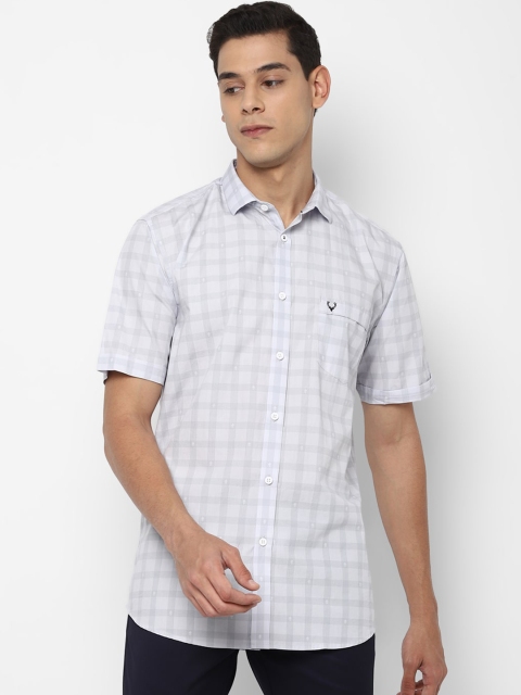 

Allen Solly Men Blue Slim Fit Grid Tattersall Checks Opaque Checked Casual Shirt
