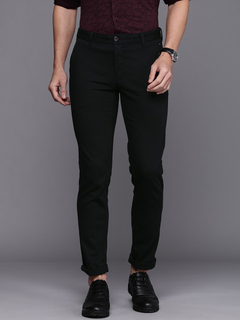 

Louis Philippe Sport Men Black Self Design Slim Fit Chinos Trousers