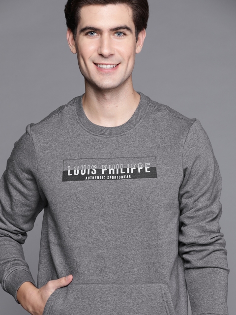 

Louis Philippe Sport Men Charcoal Grey Brand Logo Printed Sweatshirt