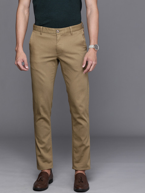

Louis Philippe Sport Men Khaki Self-Design Slim Fit Regular Trousers