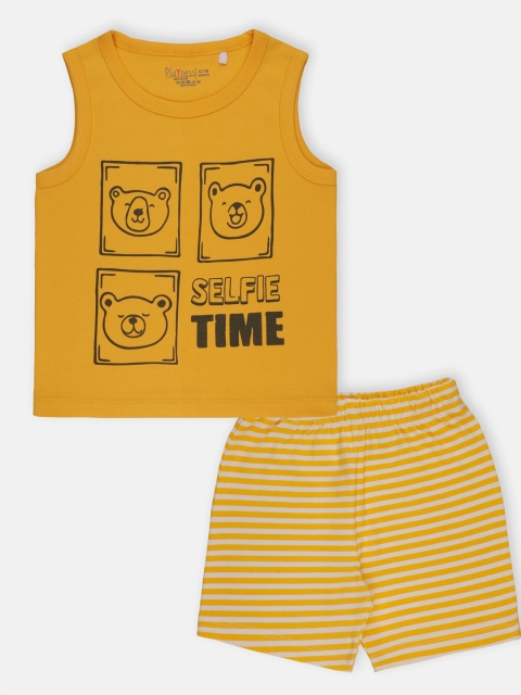 

PLAYNESS Girls Yellow & Grey Printed T-shirt with Trousers