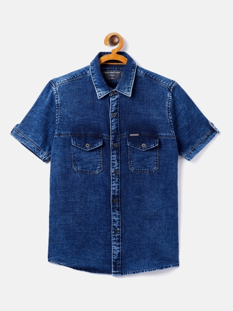 

Crimsoune Club Boys Navy Blue Opaque Casual Denim Shirt