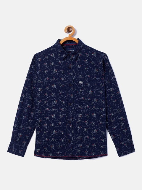 

Crimsoune Club Boys Navy Blue Opaque Printed Casual Shirt