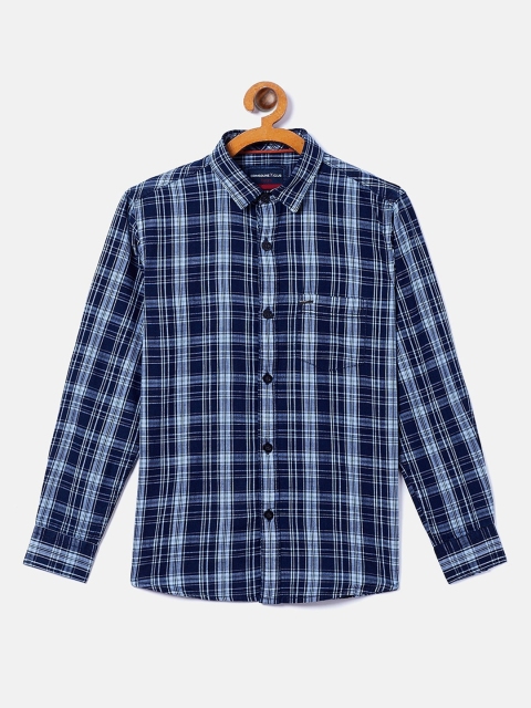 

Crimsoune Club Boys Navy Blue Tartan Checked Casual Shirt