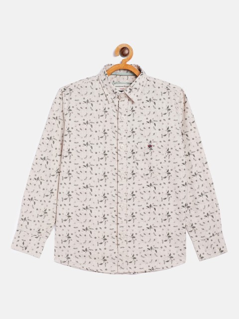 

Crimsoune Club Boys Cream-Coloured Floral Opaque Printed Casual Shirt