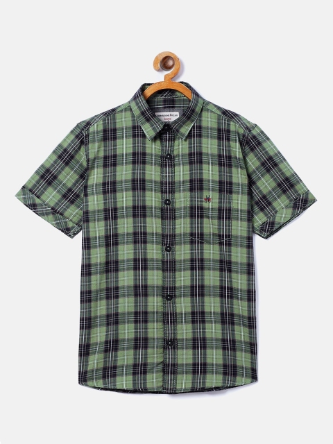 

Crimsoune Club Boys Green Tartan Checked Casual Shirt