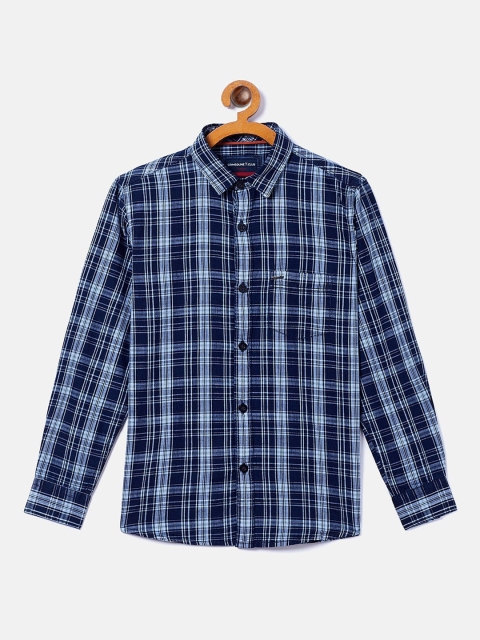 

Crimsoune Club Boys Navy Blue Tartan Checked Casual Shirt