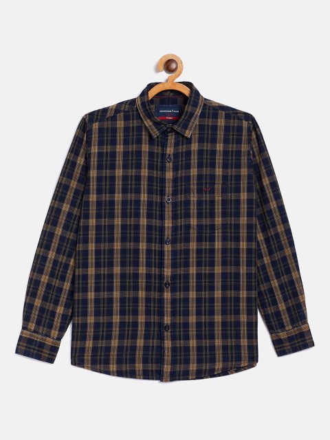 

Crimsoune Club Boys Navy Blue Tartan Checked Casual Shirt