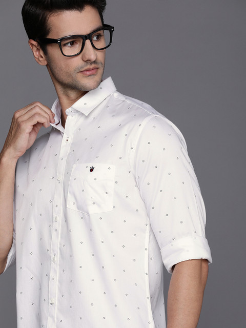 

Louis Philippe Sport Men White Slim Fit Opaque Printed Casual Shirt