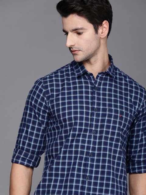 

Louis Philippe Sport Men Navy Blue Slim Fit Opaque Checked Casual Shirt