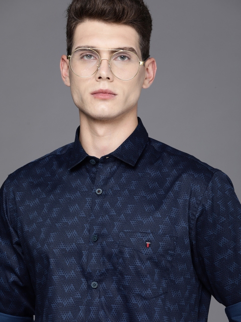 

Louis Philippe Sport Men Navy Blue Slim Fit Geometric Print Smart Casual Shirt