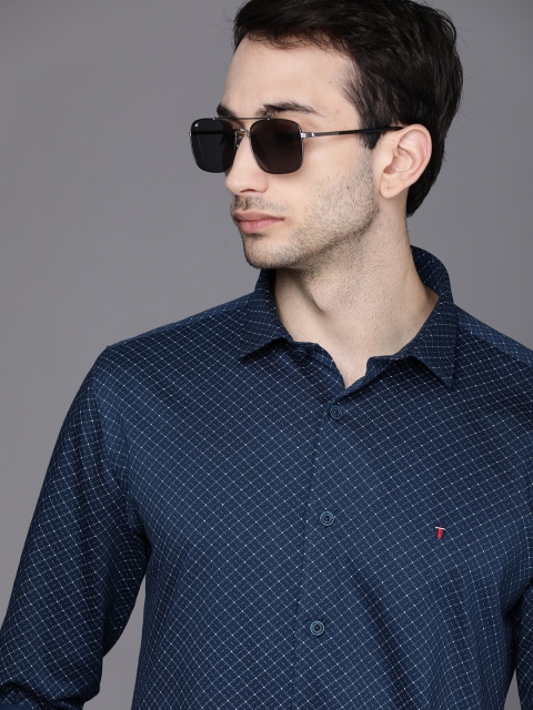 

Louis Philippe Sport Men Navy Blue Cotton Super Slim Fit Printed Casual Shirt