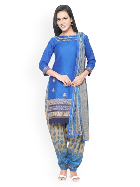 

Saree mall Blue Cotton Unstitched Dress Material