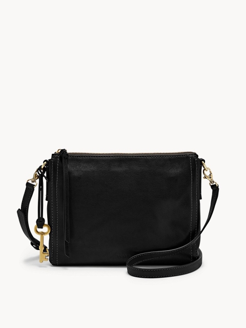 

Fossil Women Black Textured Messenger Bag
