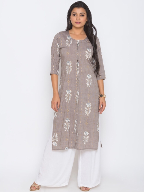 

ZOLA Women Grey & White Ethnic Motifs Printed Kurta