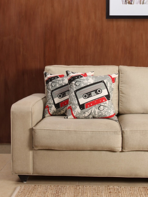 

House This Grey & White Set of 2 Printed 16" x 16" Square Cushion Covers