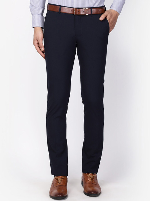 

Blackberrys Men Navy Blue Skinny Fit Formal Trousers