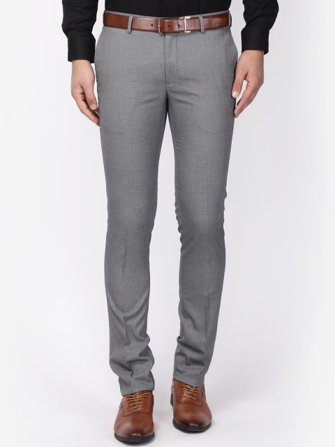 

Blackberrys Men Grey B-91 Skinny Fit Formal Trousers