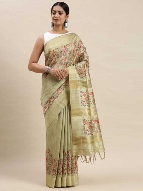 

Soch Women Green Silk Blend Floral Printed Saree