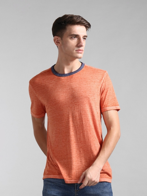 

GAP Men Orange Burnout Ringer Crewneck T-Shirt