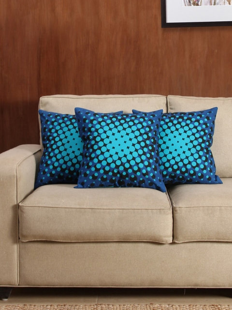 

House This Blue Set of 3 Printed 16"x16" Square Cushion Covers