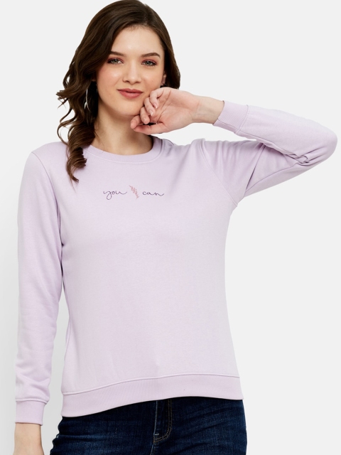 

METTLE Women Lavender Solid Fleece Sweatshirt