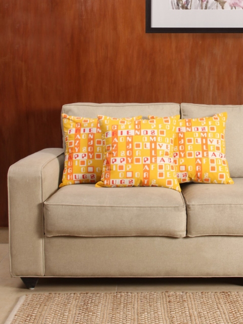 

House This Orange Set of 3 Printed 16" x 16" Square Cushion Covers