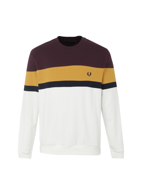 

Fred Perry Men White & Brown Colourblocked Pullover Sweatshirt