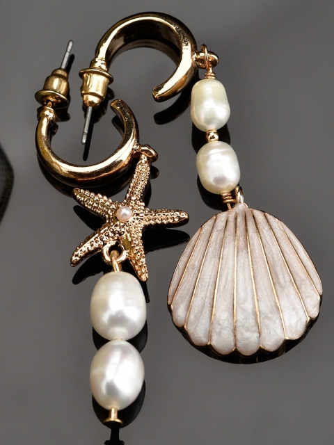 

Accessorize Cream-Coloured Gold-Plated Contemporary Drop Earrings