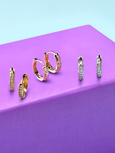 

Accessorize Set of 3 Gold-Toned and Plated Contemporary Hoop Earrings