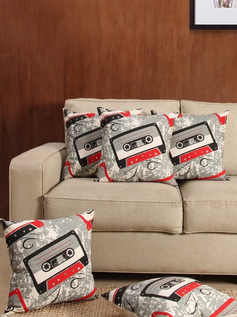 

House This Grey & White Set of 5 Printed 16" x 16" Square Cushion Covers
