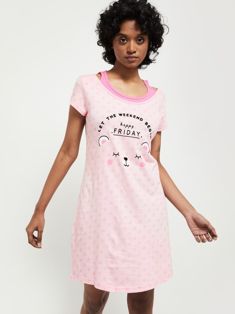 

max Women Pink Printed T-Shirt Nightdress