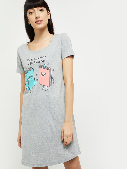 

max Grey Melange Printed Nightdress