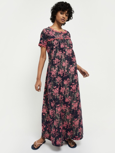 

max Navy Blue Floral Printed Maxi Nightdress