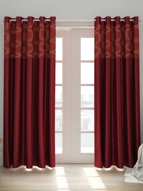 

House This Brown Set of 2 Embroidered Regular Door Curtains