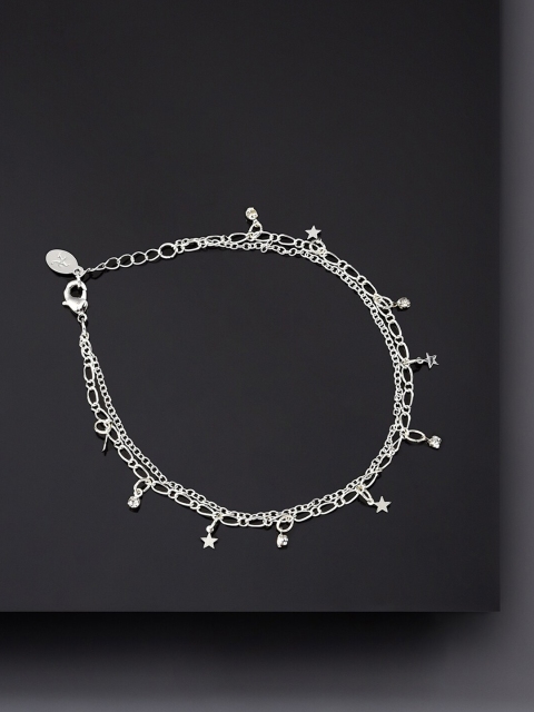 

Accessorize Women Silver-Plated Crystals Charm Anklet